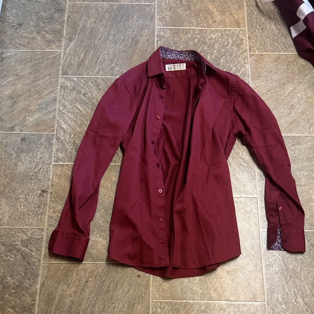 Stylish Maroon Button Down Shirt